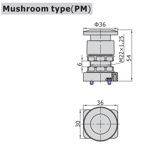 M5PM11006RT AIRTAC MANUAL VALVES, M5 SERIES MUSHROOM TYPE<BR>4 WAY 2 POSITION - 5 PORT, 1/8" NPT PORTS RED BUTTON